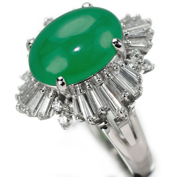Pt900 翡翠 ダイヤモンド リング D1.71ct 陽刻ヴィンテージ製品 昭和レトロ ハンドメイド【ヒスコレ】