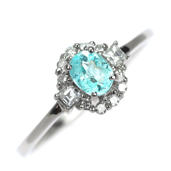 Pt950 パライバトルマリン ダイヤモンド リング 0.35ct D0.17ct