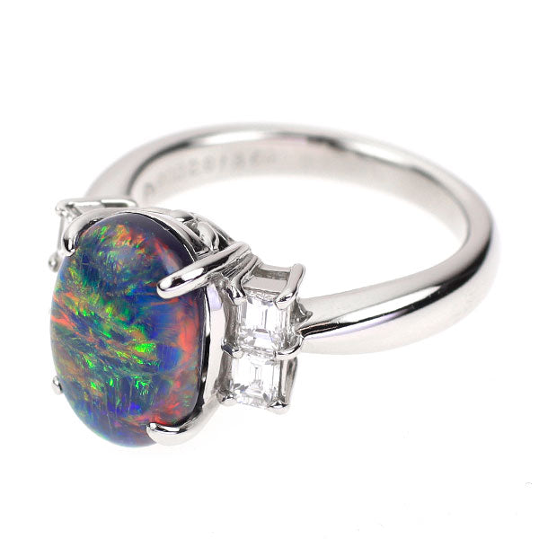 Pt900 ブラックオパール ダイヤモンド リング 2.913ct D0.46ct