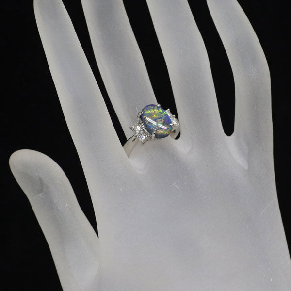Pt900 ブラックオパール ダイヤモンド リング 2.913ct D0.46ct