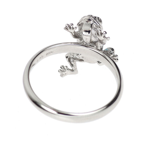 Pt900 ブルー トパーズ リング 0.90ct カエル