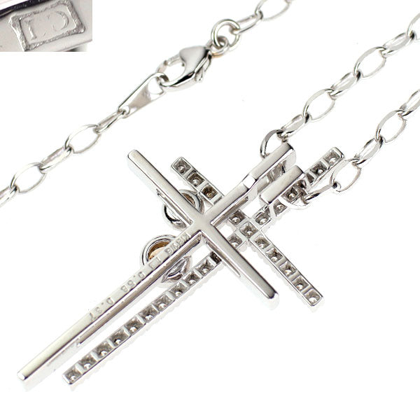 カシケイ K18WG ブラウンダイヤモンド ペンダントネックレス 0.58ct D0.37ct クロス