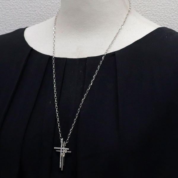 カシケイ K18WG ブラウンダイヤモンド ペンダントネックレス 0.58ct D0.37ct クロス