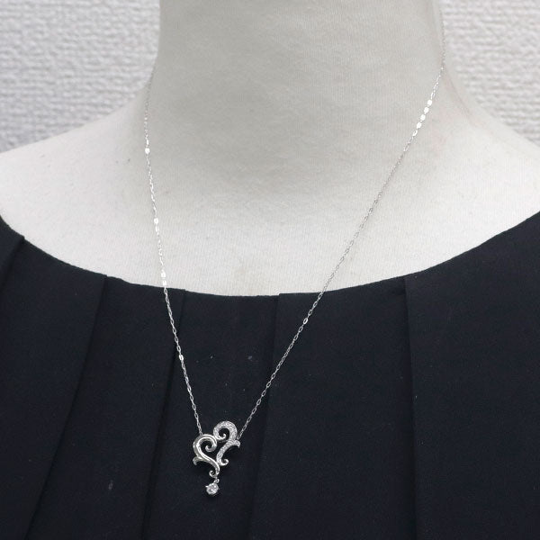 サバース K18WG ダイヤモンド ペンダントネックレス 0.19ct D0.09ct ハート