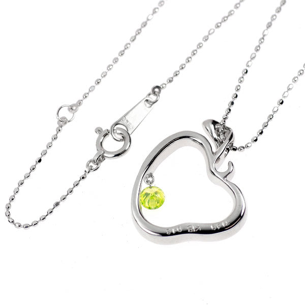 K18WG ストリングホール トリートグリーン ダイヤモンド ペンダントネックレス 0.13ct リンゴ