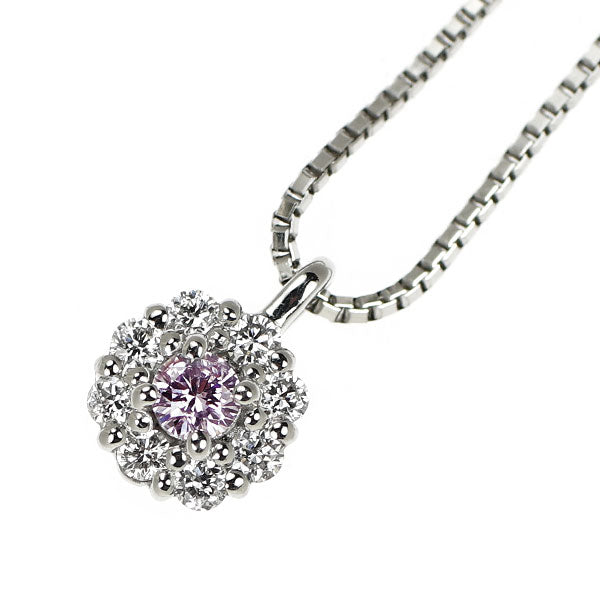 Pt 天然ピンクダイヤモンド ペンダントネックレス 0.03ct D0.05ct