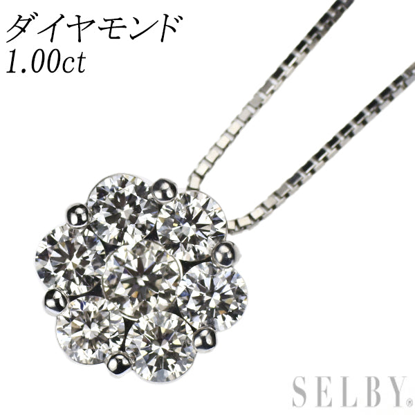 Pt900/ Pt850 ダイヤモンド ペンダントネックレス 1.00ct フラワー