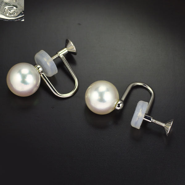 ミキモト K18WG アコヤ 真珠/パール イヤリング 径約9.0mm