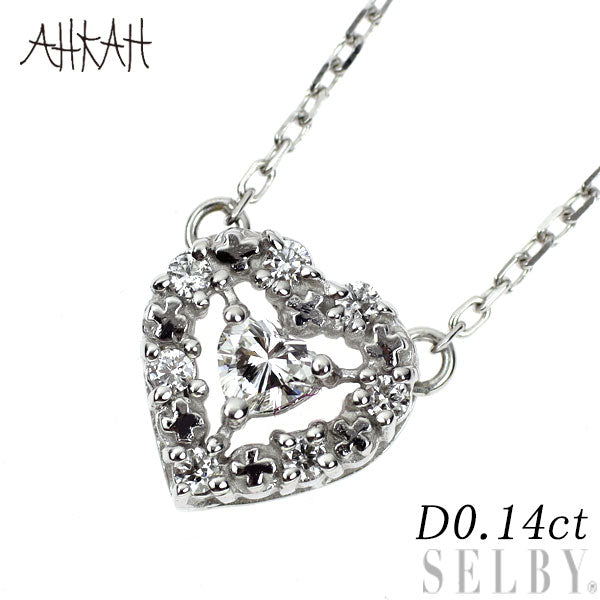 アーカー K18WG ハートシェイプ/ラウンド ダイヤモンド ペンダントネックレス D0.14ct  ハート