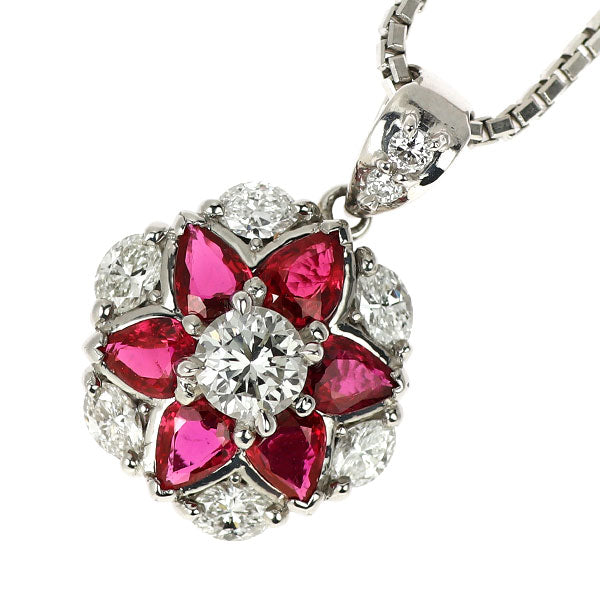 Pt ルビー ダイヤモンド ペンダントネックレス 1.33ct D0.97ct