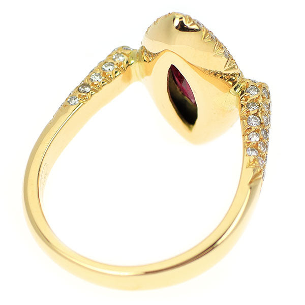 K18YG マーキス ルビー ダイヤモンド リング 1.31ct D0.59ct
