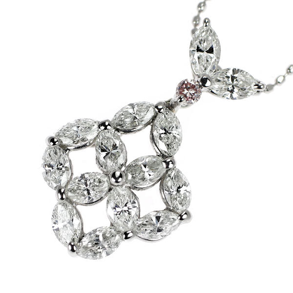 Pt900/ K18WG ダイヤモンド 天然ピンクダイヤ ペンダントネックレス 1.52ct PD0.04ct