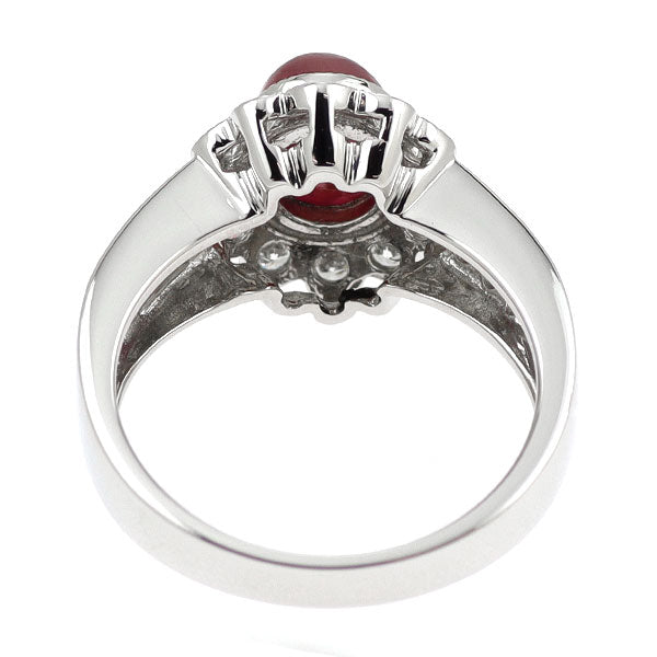 Pt900 カボションカット ルビー ダイヤモンド リング 1.60ct D0.50ct