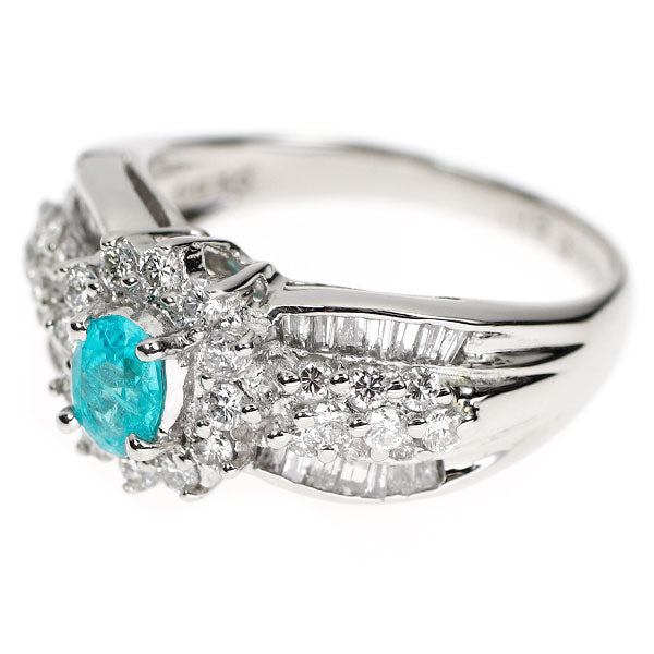 Pt900 ブラジル産 パライバトルマリン ダイヤモンド リング 0.351ct D1.00ct