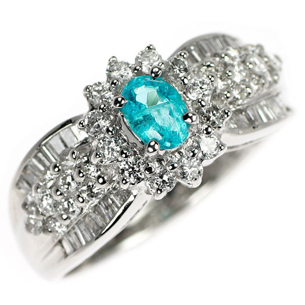 Pt900 ブラジル産 パライバトルマリン ダイヤモンド リング 0.351ct D1.00ct