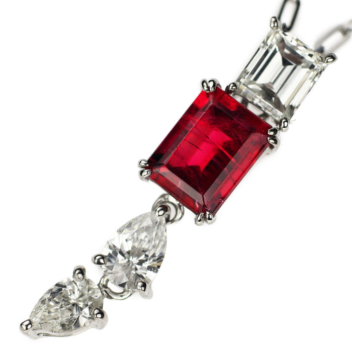 希少 Pt900/K18WG レッドベリル ダイヤモンド ペンダントネックレス 0.424ct D0.440ct