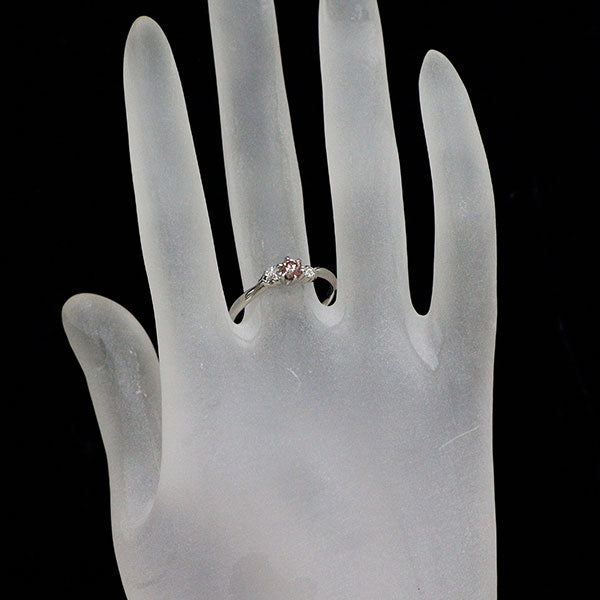 Pt1000 天然ピンクダイヤモンド リング 0.233ct FDOP SI2 D0.05ct