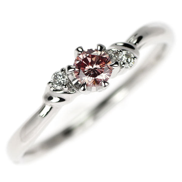 Pt1000 天然ピンクダイヤモンド リング 0.233ct FDOP SI2 D0.05ct