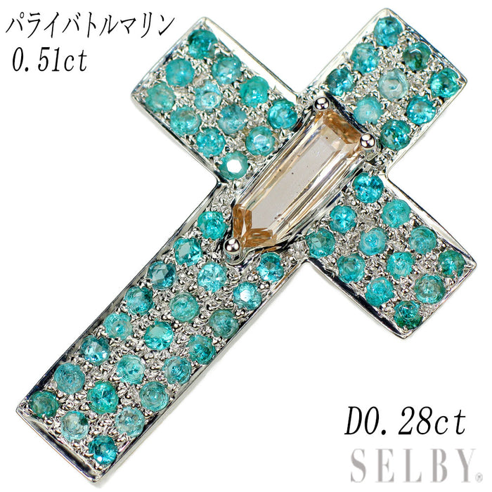 K18YGパライバトルマリンインクォーツ2.563ctペンダントトップ K18WG ダイヤモンド パライバトルマリン ペンダントトップ D0