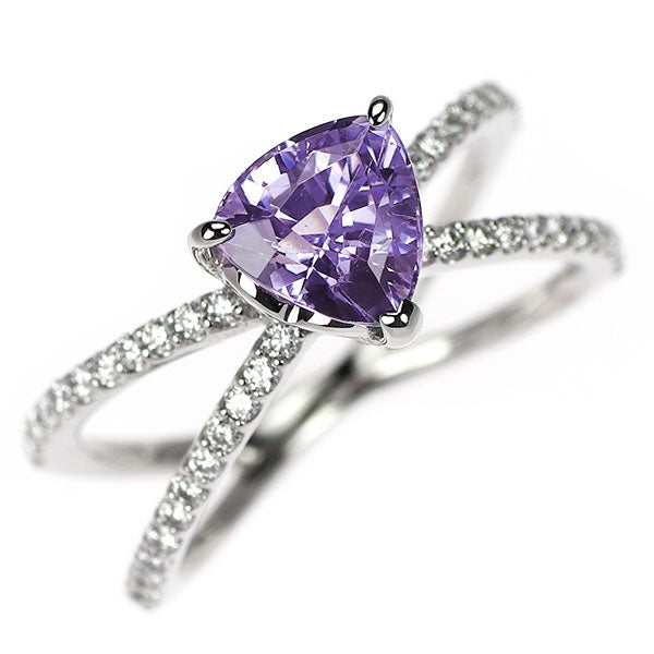 Pt900 バイオレットサファイア ダイヤモンド リング 1.494ct D0.34ct