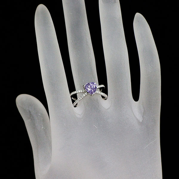Pt900 バイオレットサファイア ダイヤモンド リング 1.494ct D0.34ct