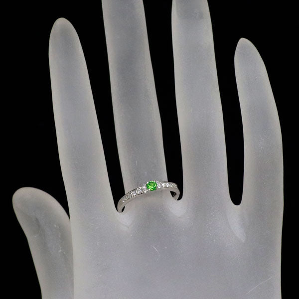 Pt950 デマントイド ガーネット ダイヤモンド リング 0.15ct D0.12ct