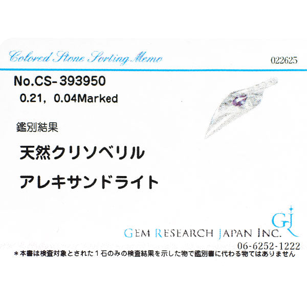 希少 Pt900 アレキサンドライト ダイヤモンド ペンダントトップ 0.21ct Ｄ0.04ct