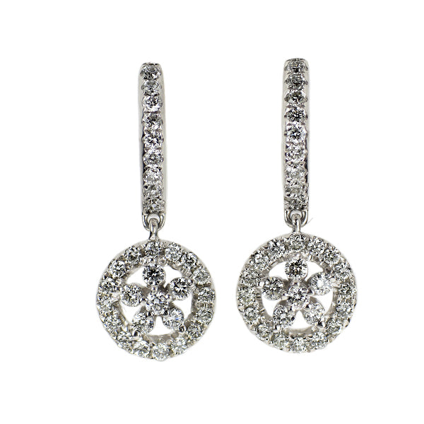 K18WG ダイヤモンド ピアス 1.02ct フラワー フープ