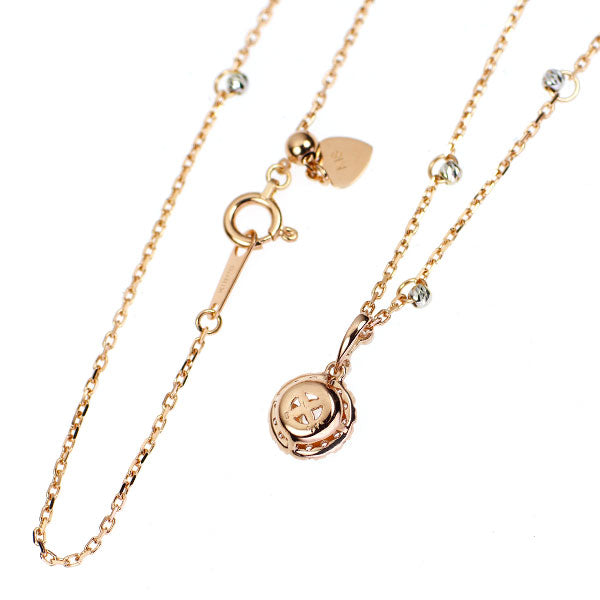 K18PG ローズカット/ラウンド ダイヤモンド ペンダントネックレス 0.24ct
