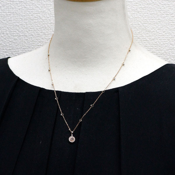K18PG ローズカット/ラウンド ダイヤモンド ペンダントネックレス 0.24ct