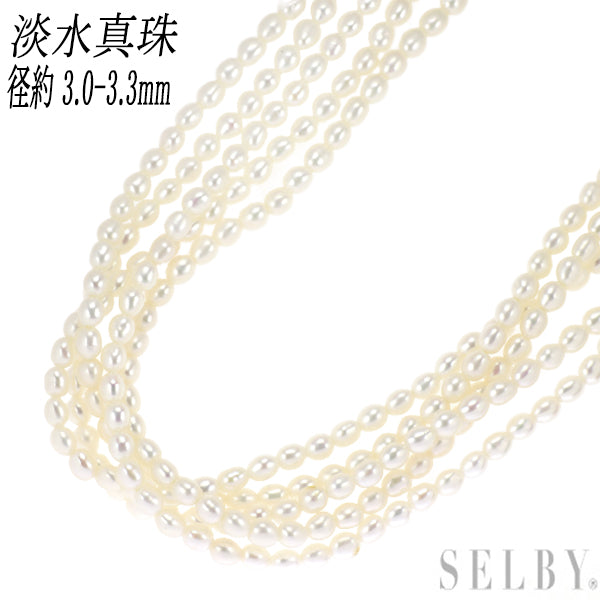 K14PG 淡水真珠 ネックレス 径約 3.0-3.3mm 5連
