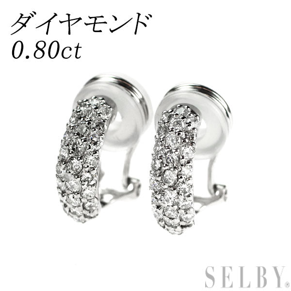 Pt900 ダイヤモンド イヤリング 0.80ct パヴェ フープ