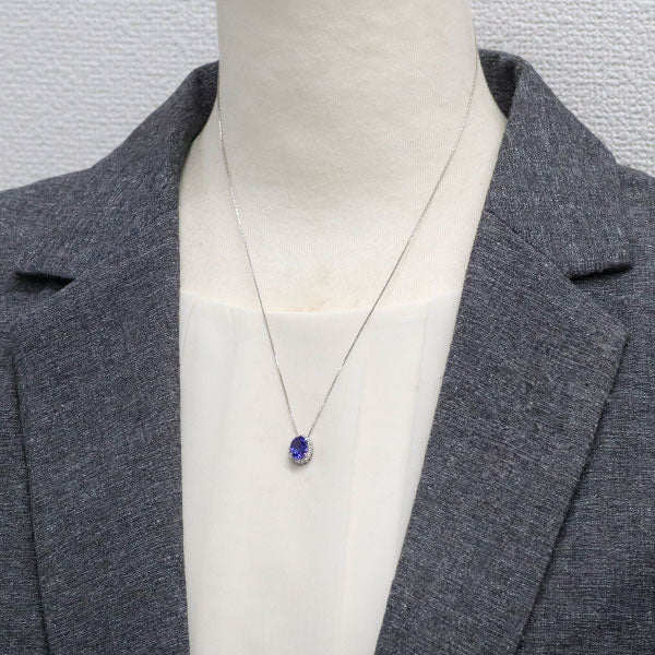 Pt タンザナイト ダイヤモンド ペンダントネックレス 1.00ct D0.25ct