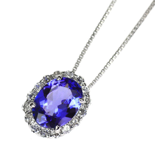 Pt タンザナイト ダイヤモンド ペンダントネックレス 1.00ct D0.25ct