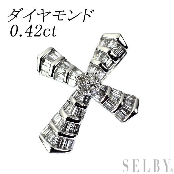 K18WG ダイヤモンド ペンダントトップ 0.42ct クロス