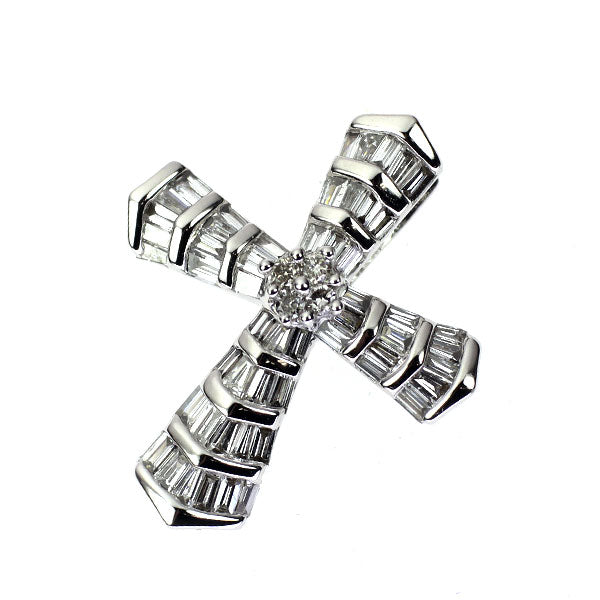 K18WG ダイヤモンド ペンダントトップ 0.42ct クロス