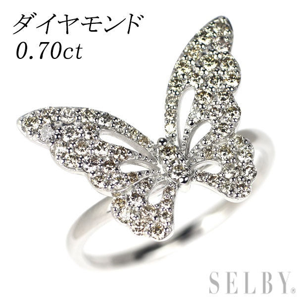 K18WG ダイヤモンド リング 0.70ct 蝶 パヴェ