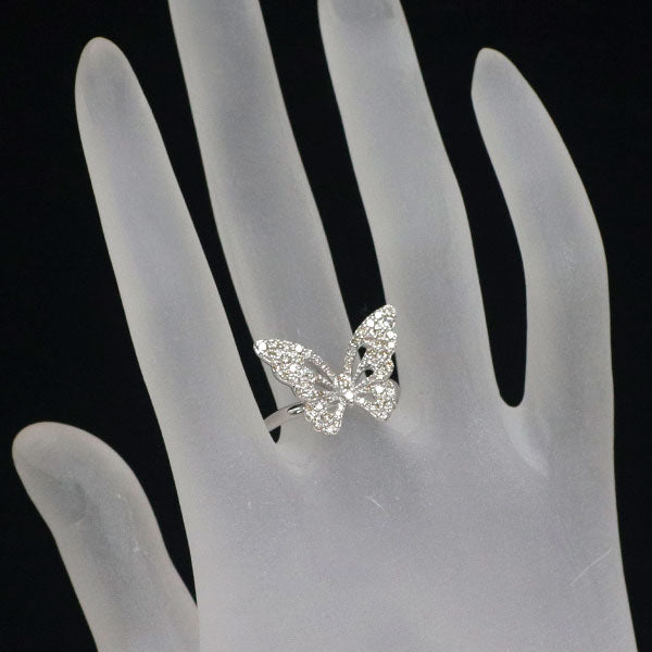 K18WG ダイヤモンド リング 0.70ct 蝶 パヴェ