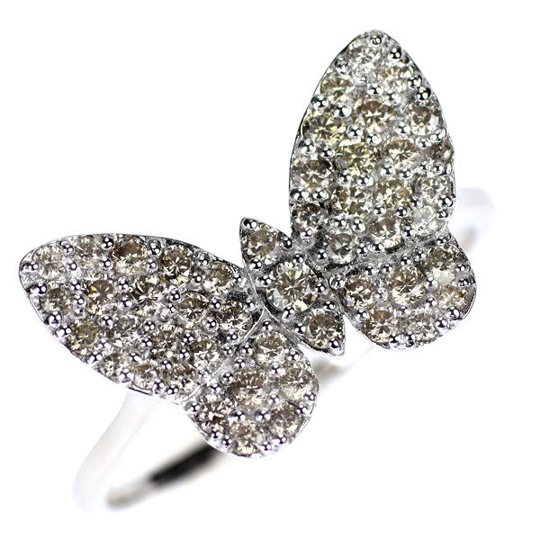 K18WG ダイヤモンド リング 0.50ct 蝶
