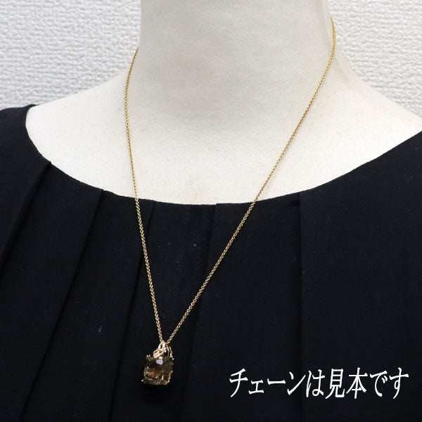 ジュステラ K18YG スモーキークォーツ ダイヤモンド ペンダントトップ 11ct D0.03ct