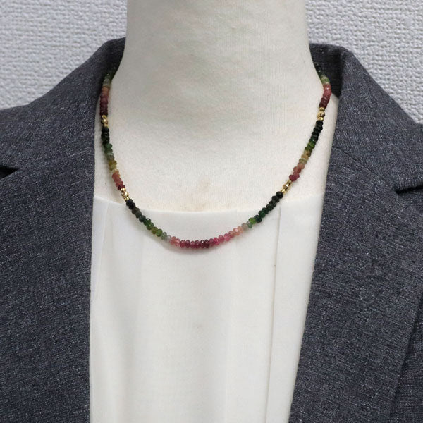 K14YG/ K18YG マルチカラートルマリン ネックレス 30.00ct