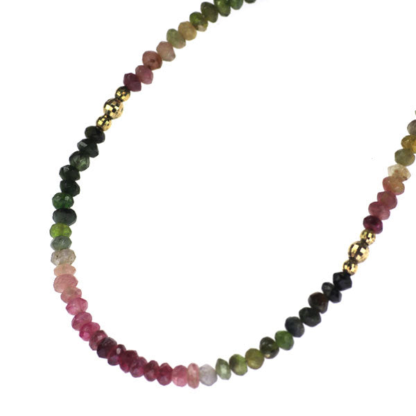 K14YG/ K18YG マルチカラートルマリン ネックレス 30.00ct