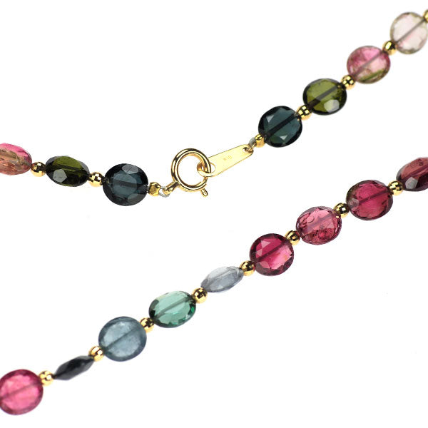 K18YG マルチカラートルマリン ネックレス 70.00ct