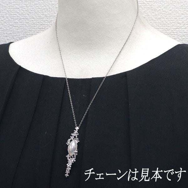 田崎真珠 K18WG マベパール ダイヤモンド ブローチ兼ペンダントトップ D0.03ct フラワー