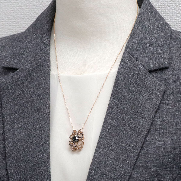 田崎真珠 K18PG ローズカット ブラックダイヤモンド ペンダントネックレス 2.18ct D0.32ct