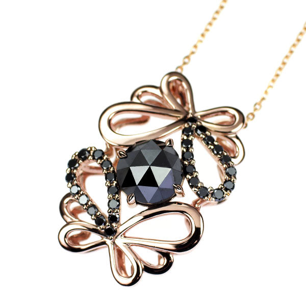 田崎真珠 K18PG ローズカット ブラックダイヤモンド ペンダントネックレス 2.18ct D0.32ct