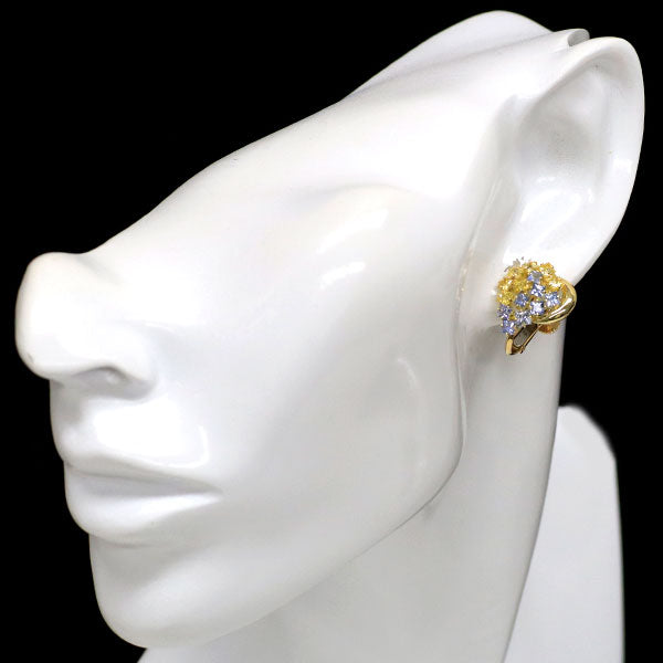 ジュネ K18YG ブルー/イエロー サファイア イヤリング 3.54ct