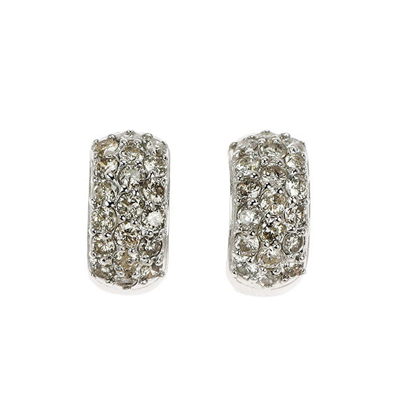 K18WG ダイヤモンド イヤリング 1.00ct  フープ パヴェ