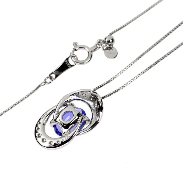 Pt900/ Pt850 タンザナイト ダイヤモンド ペンダントネックレス 1.26ct D0.16ct