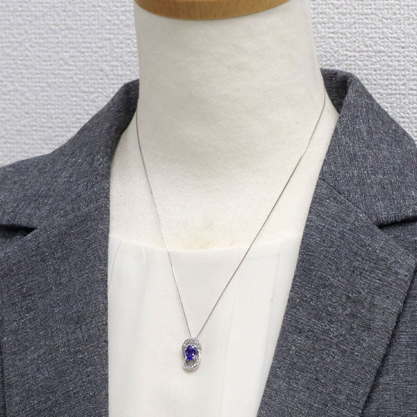 Pt900/ Pt850 タンザナイト ダイヤモンド ペンダントネックレス 1.26ct D0.16ct
